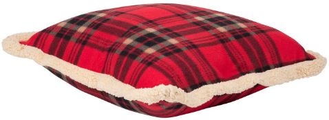 6 x Soft Touch Red Tartan Cushions with Fleecy Trim