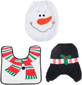 5 x Snowman Toilet Seat Cover, Cistern Cover And Rug Set