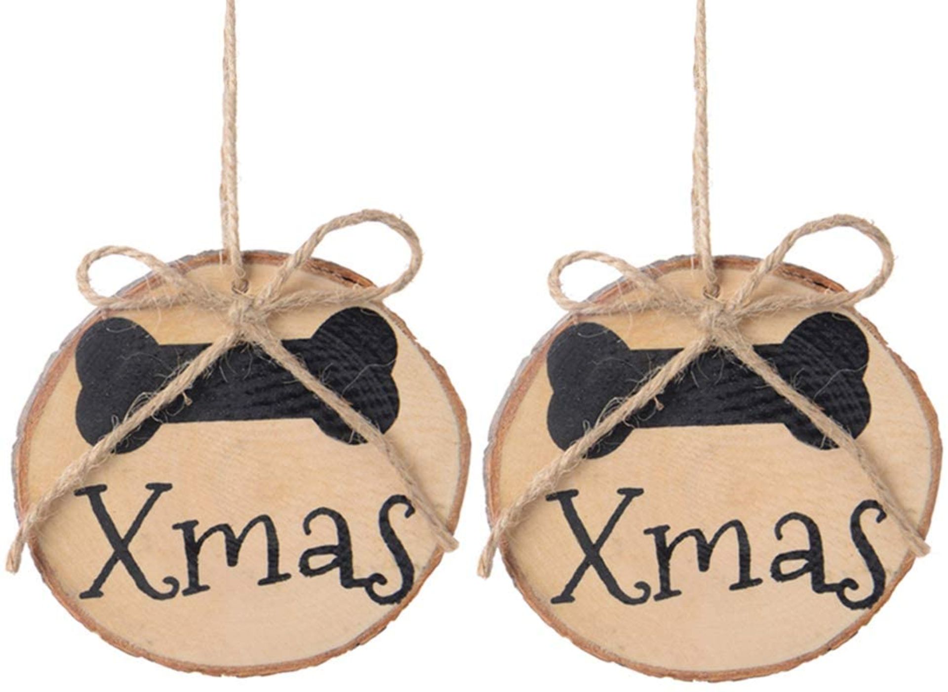 12 x 2 Pieces Real Wood Christmas Bone Tags