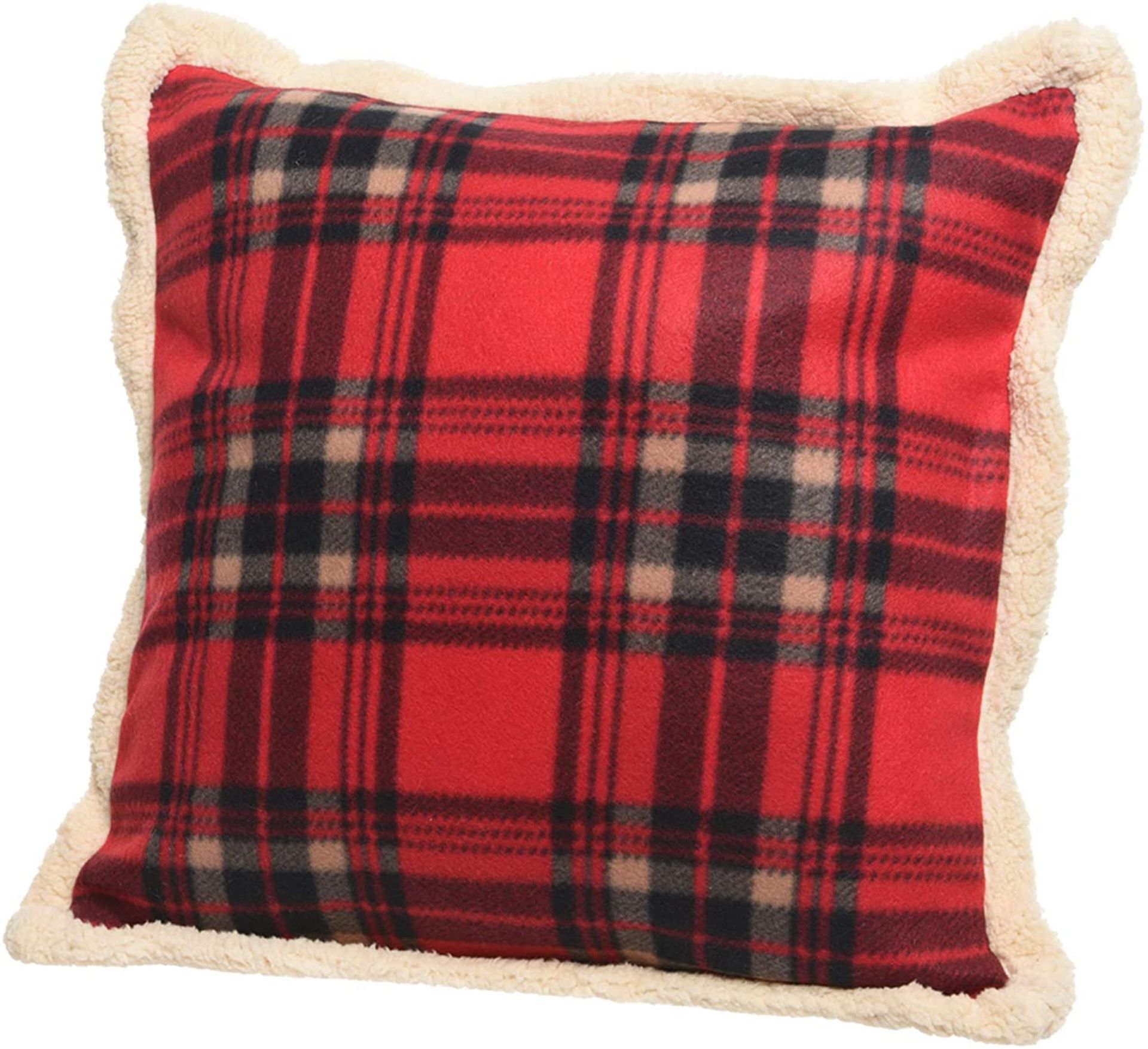 6 x Soft Touch Red Tartan Cushions with Fleecy Trim - Image 5 of 7