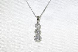 Three Stone Diamond Drop Pendant