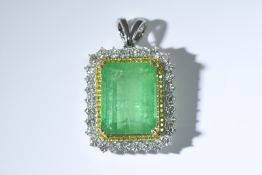 31 Carat Columbian Emerald & Diamond Pendant