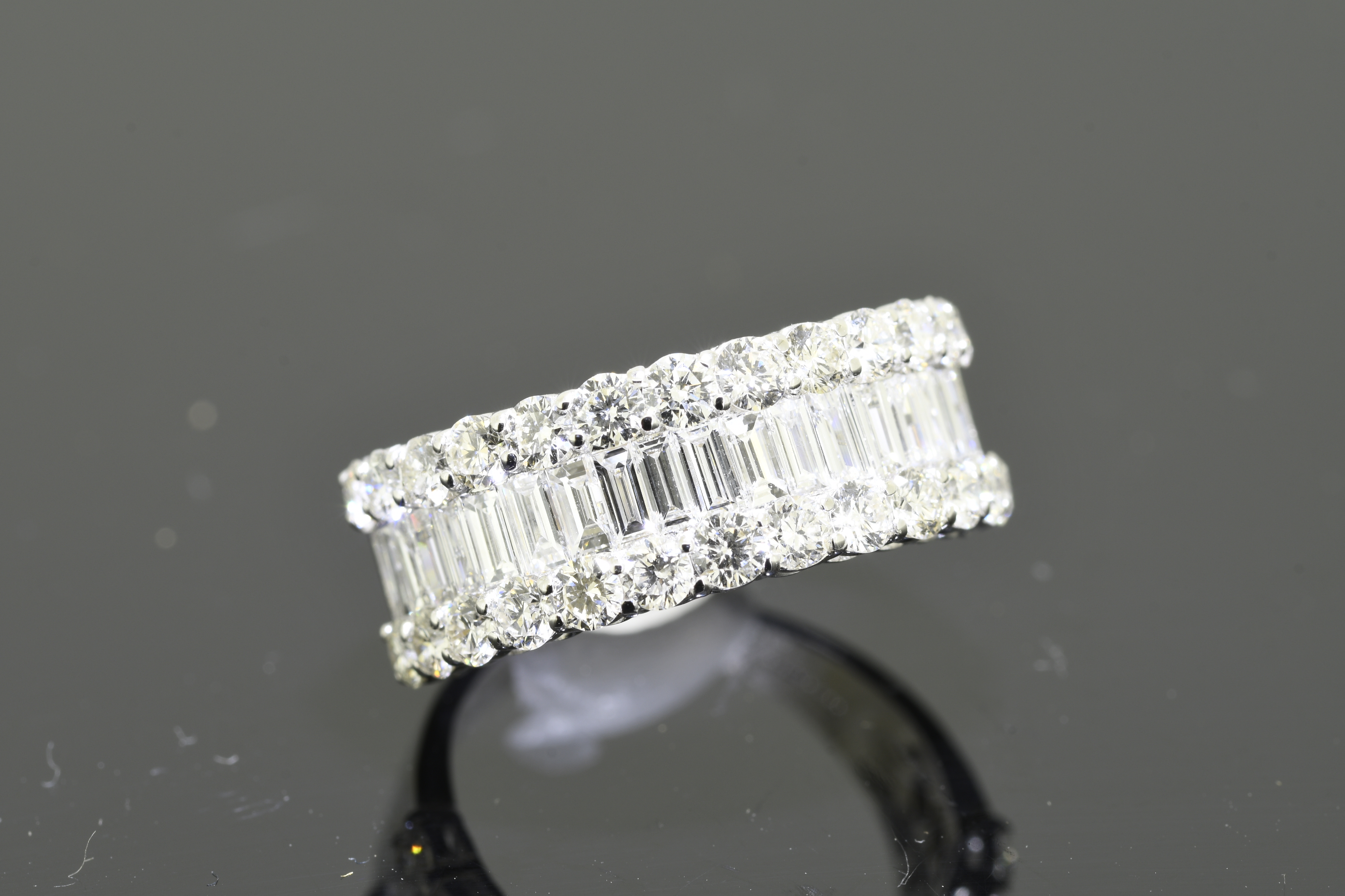 2.33 Carat Diamond Ring with Baguette & Brilliant Cut Diamonds