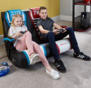 RRP £199.99. X-Rocker Dual Rivals Floor Rocker (Appears New, Sealed Undelivered Item). 2 Seater...