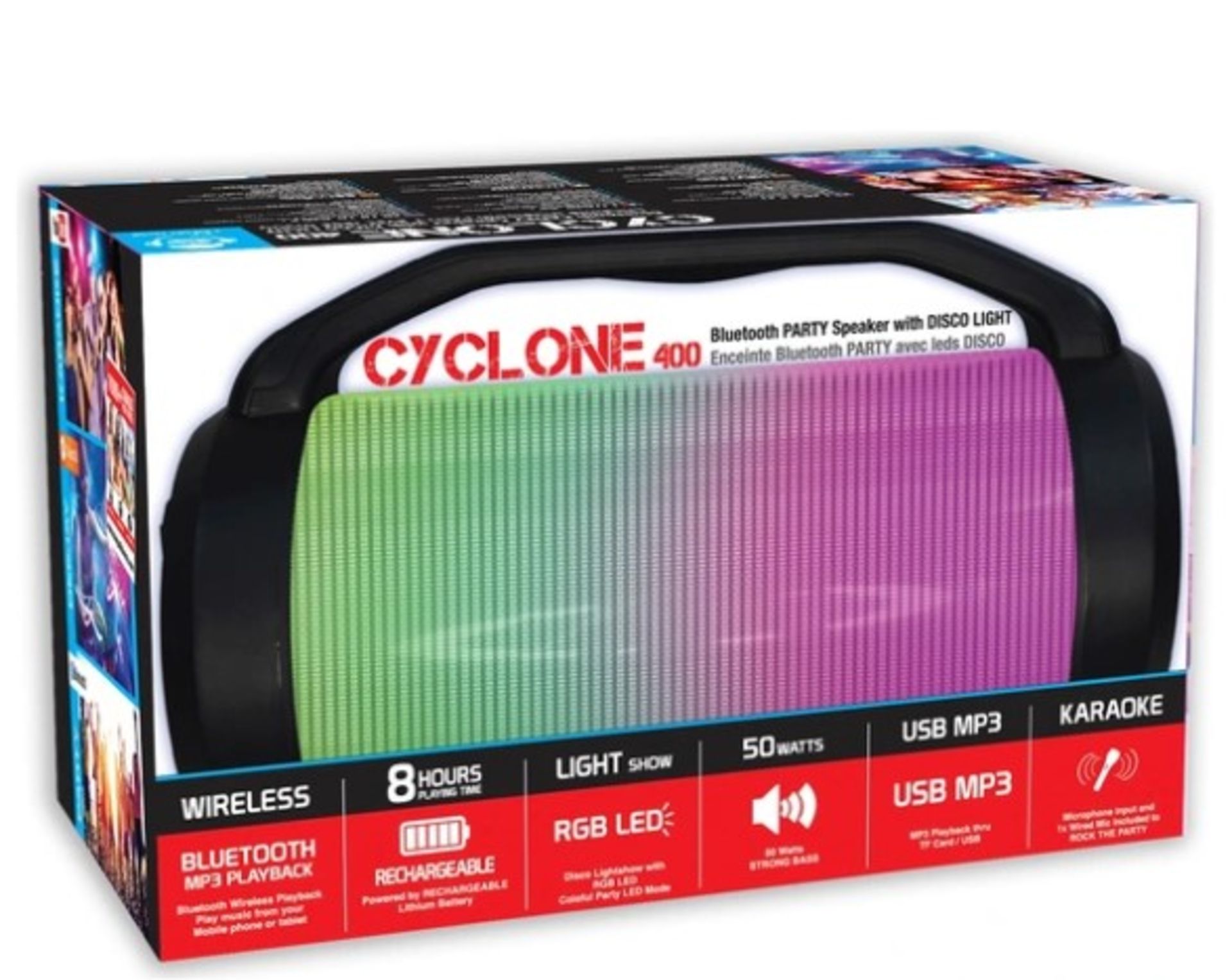 (6G) Lot RRP £150.00. 5x iDance Cyclone 400 Bluetooth Party Speaker With Disco Light RRP £30.0... - Image 2 of 4