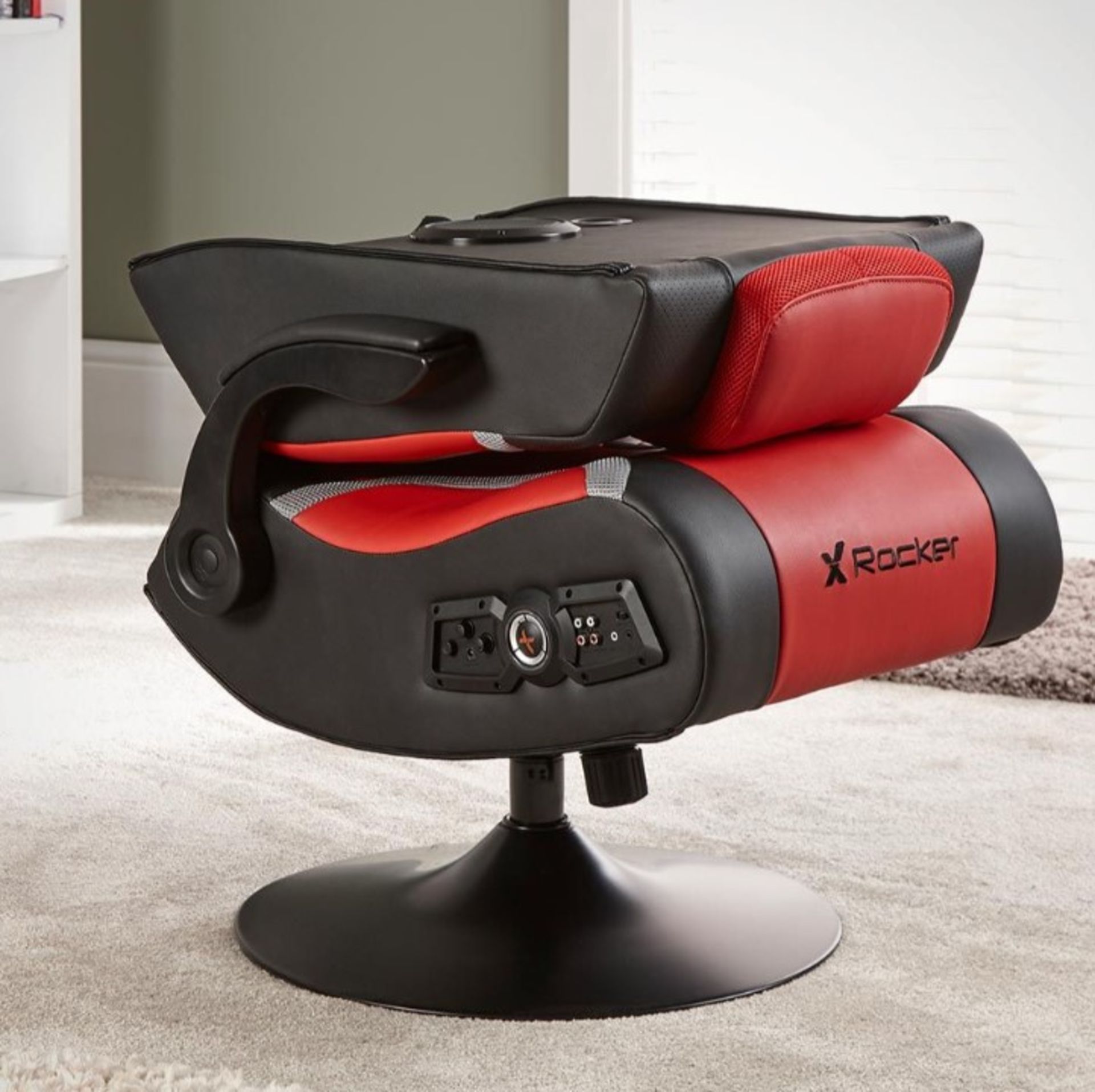 RRP £199.99. X-Rocker Vision Pedestal Chair. Console Compatible, 2.1 Audio Built Into The Back.... - Image 7 of 11