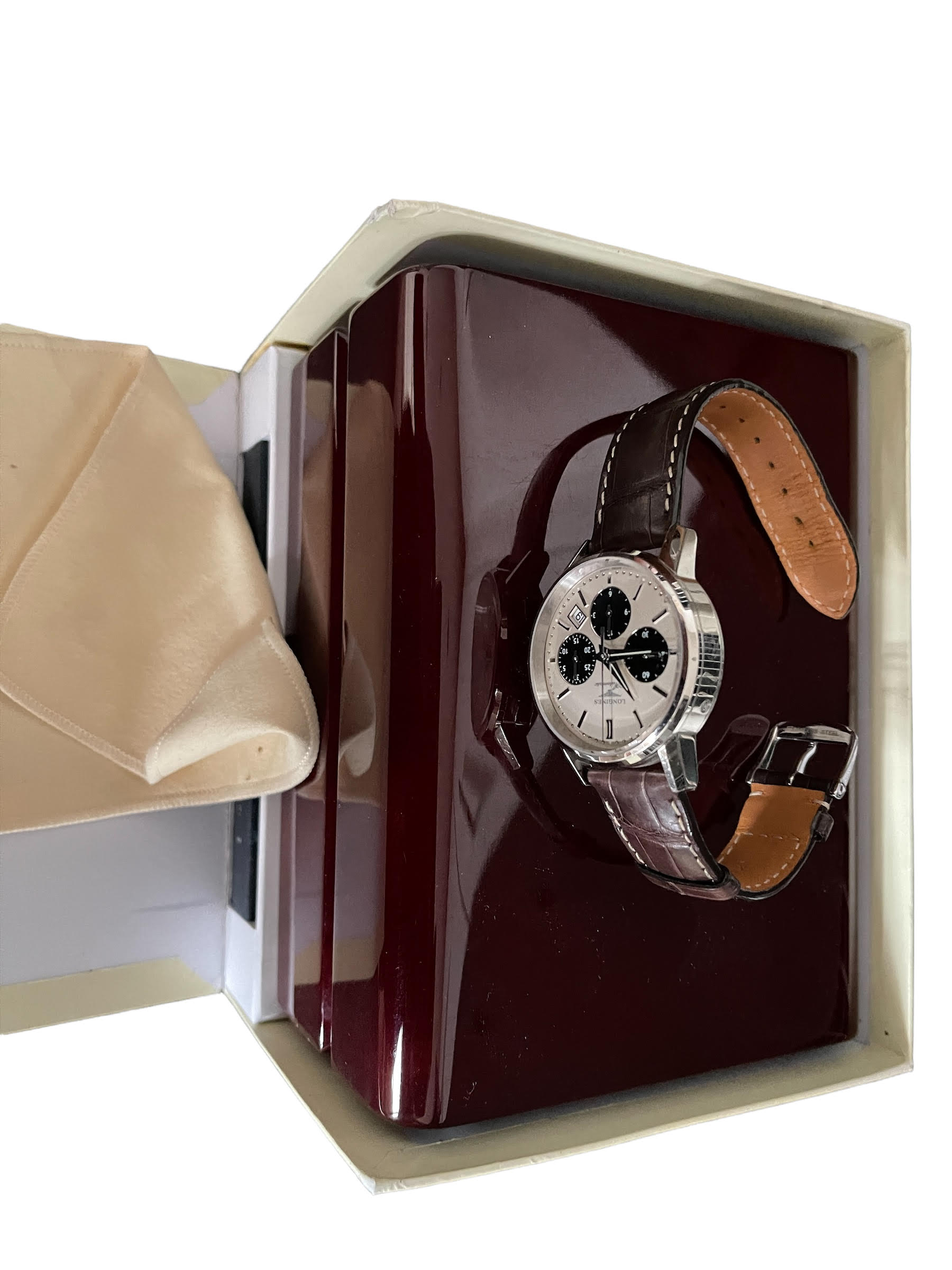 Longines Mens Chronograph Automatic Watch with box and papers, Ted Baker holdall. Lost property f... - Image 8 of 13