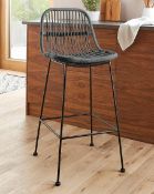 (184/5C) RRP £139.99. Aurora Rattan Barstool Grey (IX191PS). (H99 x W46 x D44cm). Seat Height F