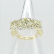 Stunning certificated 3.11 carat diamond 3-stone ring in 18ct yellow and white gold