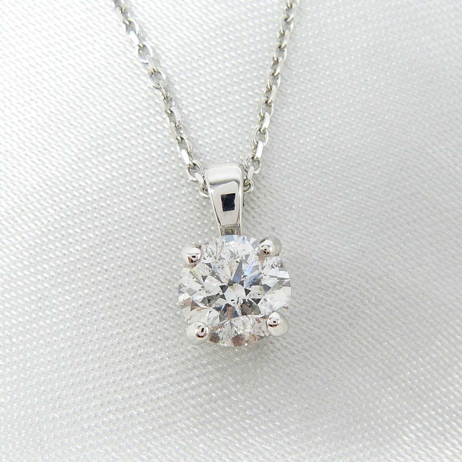 Certificated 1.24 carat, E colour round brilliant-cut diamond solitaire necklace, 18ct white gold - Image 3 of 9