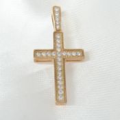 Rose gold plated vermeil white stone-set cross pendant