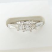 18ct white gold graduated 3-stone 0.52 carat princess-cut diamond ring