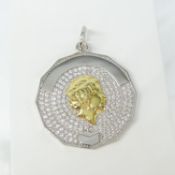 12-sided silver and gold plated Queen Elizabeth II pendant