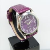 Gossip wrist watch with leather strap, plum colour, original box