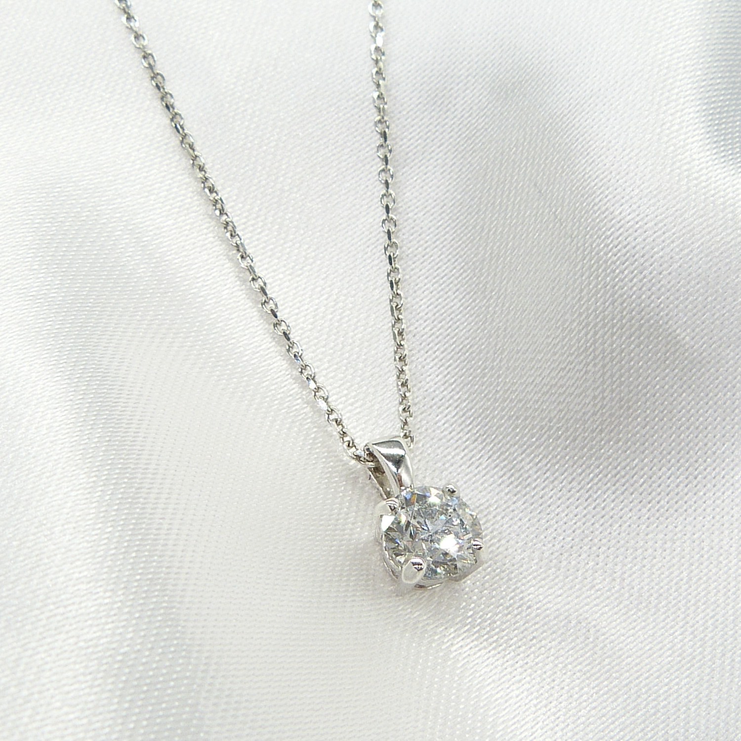 Certificated 1.24 carat, E colour round brilliant-cut diamond solitaire necklace, 18ct white gold - Image 6 of 9