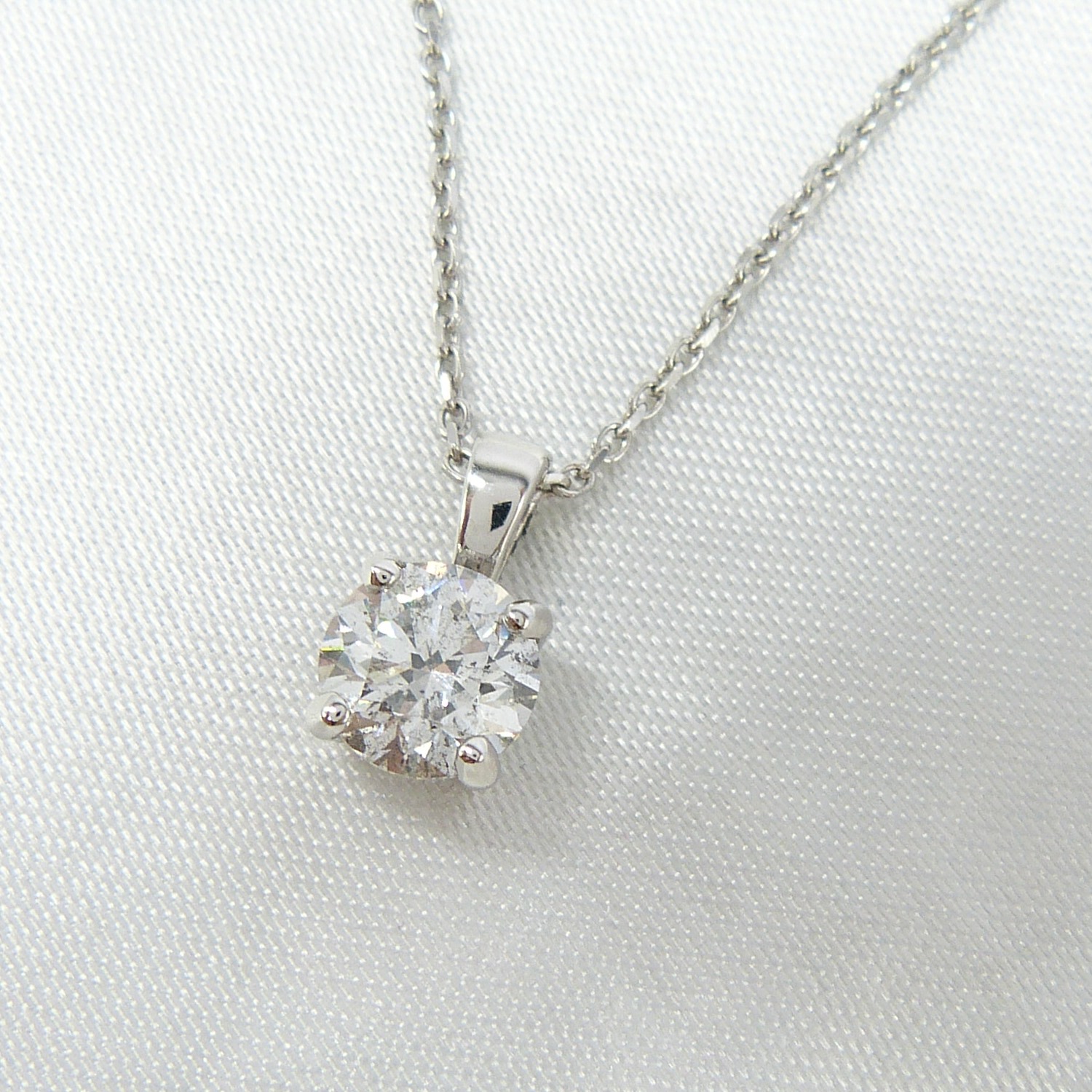 Certificated 1.24 carat, E colour round brilliant-cut diamond solitaire necklace, 18ct white gold - Image 4 of 9