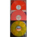 A Collection of 3 x Coloured Vinyl Records - Pink - Yellow. Aretha Franklin - Gene Chandler.