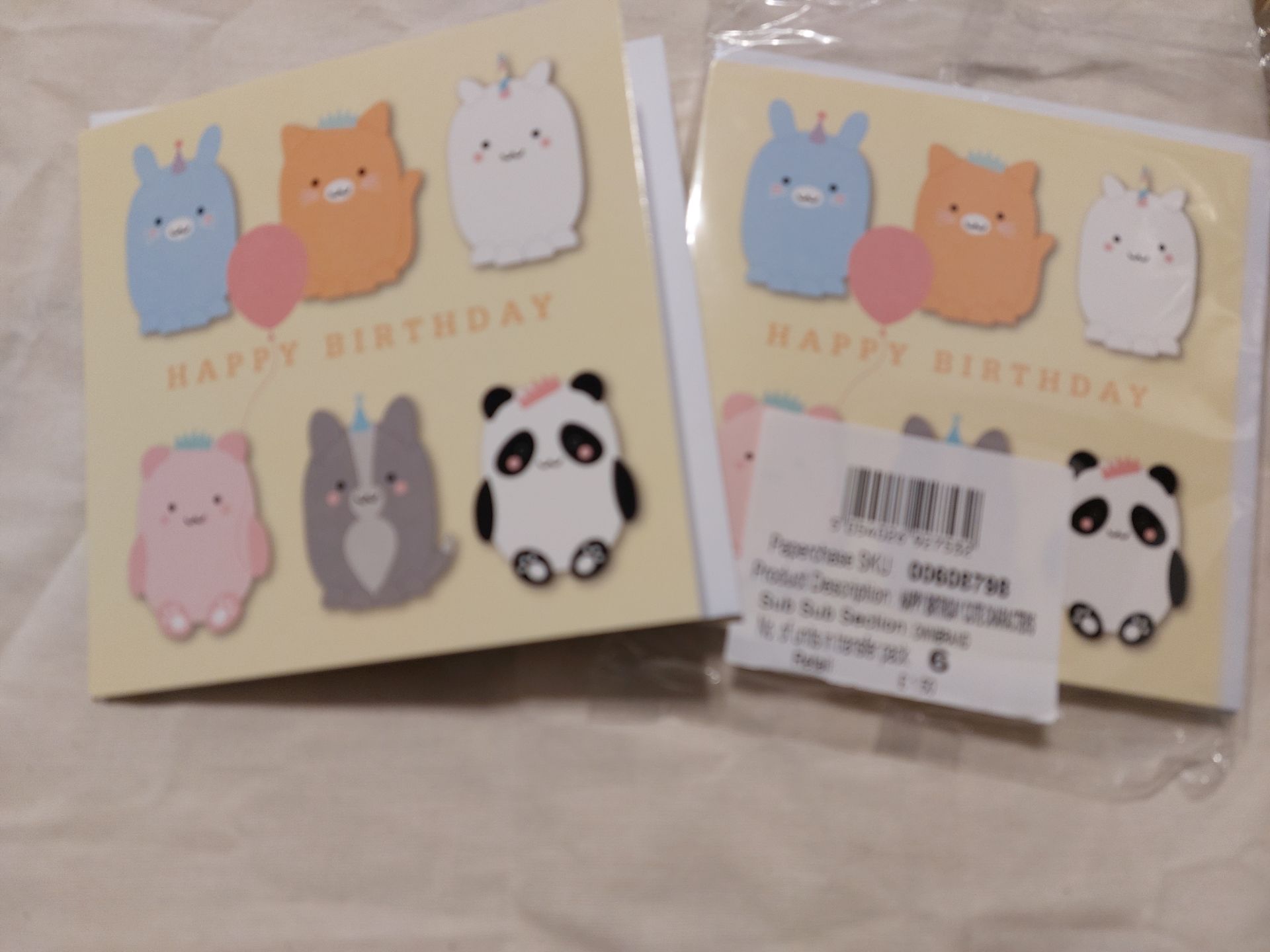 Birthday Cards - Cute Animals - Box of 120