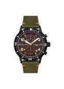 Lucien Piccard Mason LP-28015C-Bb-024Grn Chronograph Brown Dial Green Olive Leather Strap