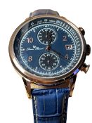 Lucien Piccard Welles LP-28006C-Rg-03-Bls Chronograph Blue Dial Blue Leather Strap