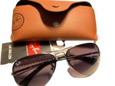 Rayban Sunglasses Aviator Style Silver with Box and Case This Is Surplus Stock from our Private J...