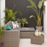 (35/P) RRP £345. Alexandria Grey Rattan Garden Corner Sofa Set. This Garden Furniture Set Can Se...