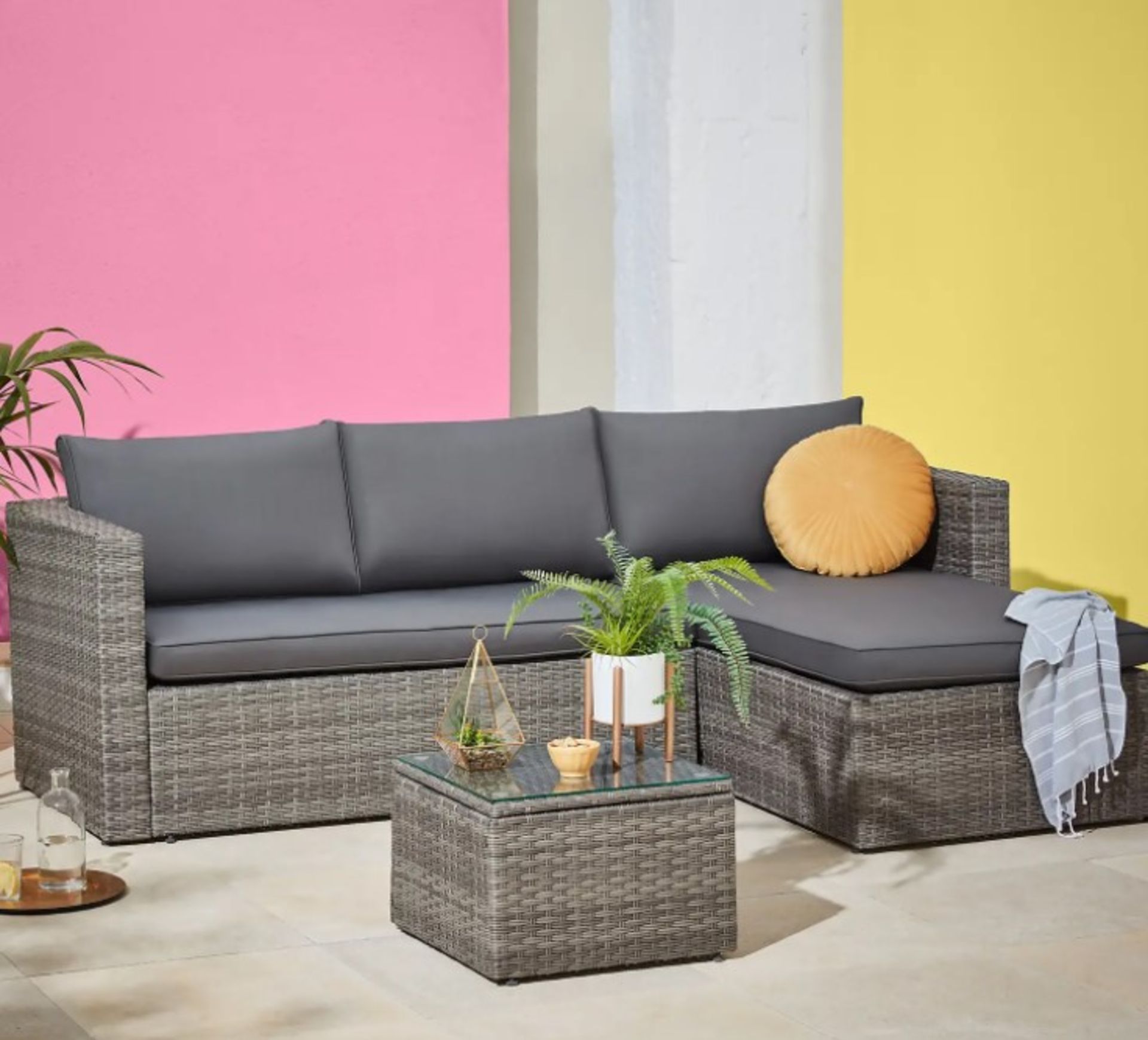 (38/P) RRP £345. Alexandria Grey Rattan Garden Corner Sofa Set. This Garden Furniture Set Can Se... - Image 3 of 4
