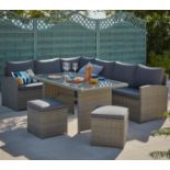 (16/P) RRP £850. Matara Grey Rattan Corner Garden Sofa Set. Ideal For Both Indoor And Outdoor Use...