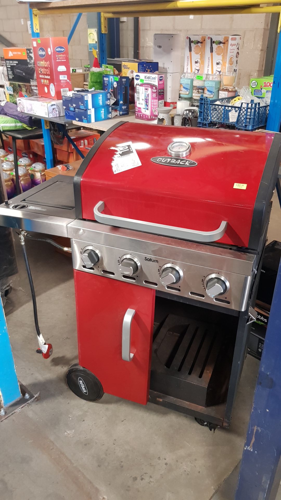 (31/P) RRP £520. Outback Saturn Hybrid 4 Burner Gas BBQ Red. Removable Multi Cooking Surface. Sid... - Image 2 of 5