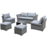 (29/P) RRP £800. Bambrick 6 Seater Grey Rattan Garden Sofa Set. his Contemporary Set Will Add A T...