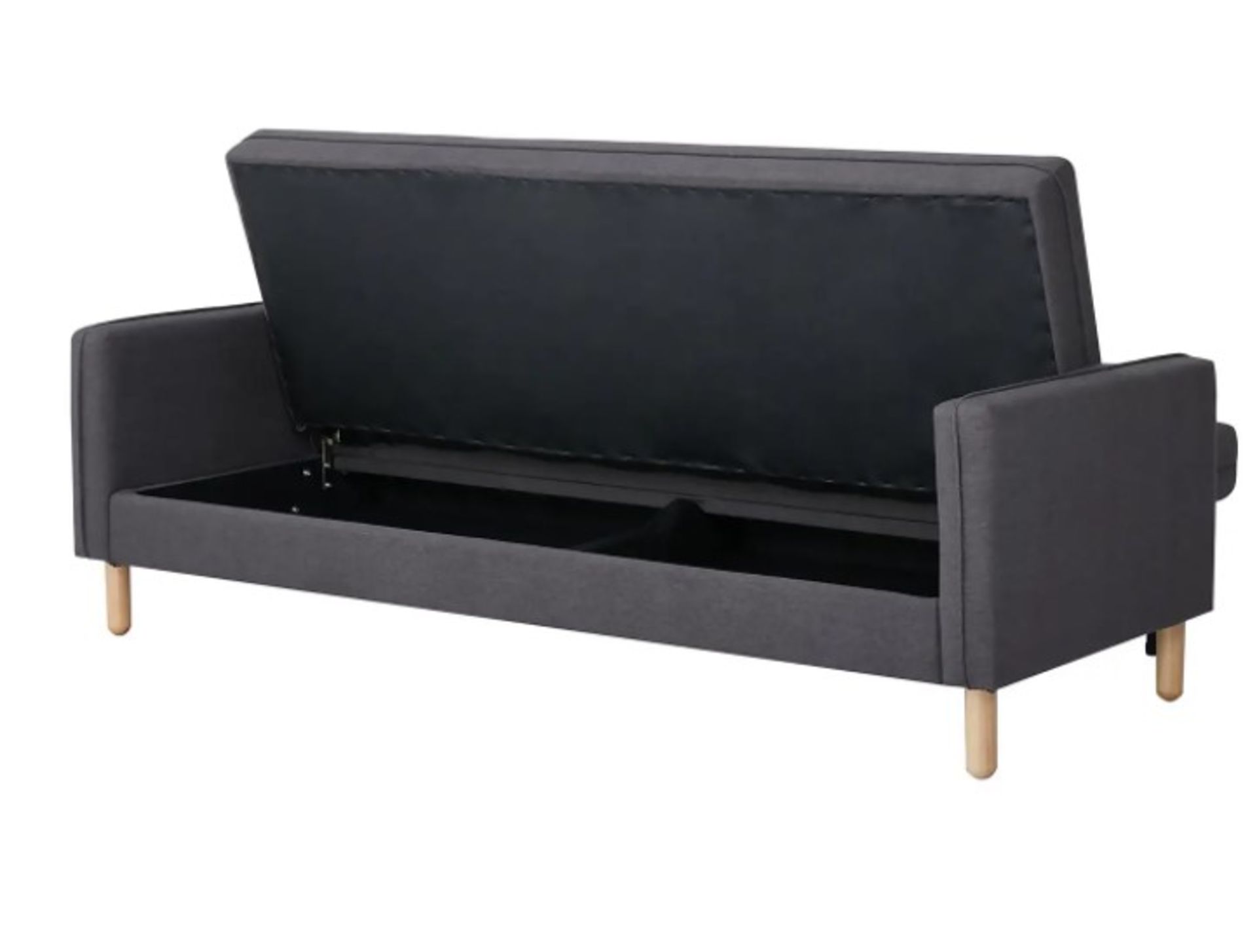 (92/P) RRP £325. Sindy Sofa Bed With Storage Charcoal. Sofa Bed With Ottoman Storage Concealed Be... - Image 2 of 18