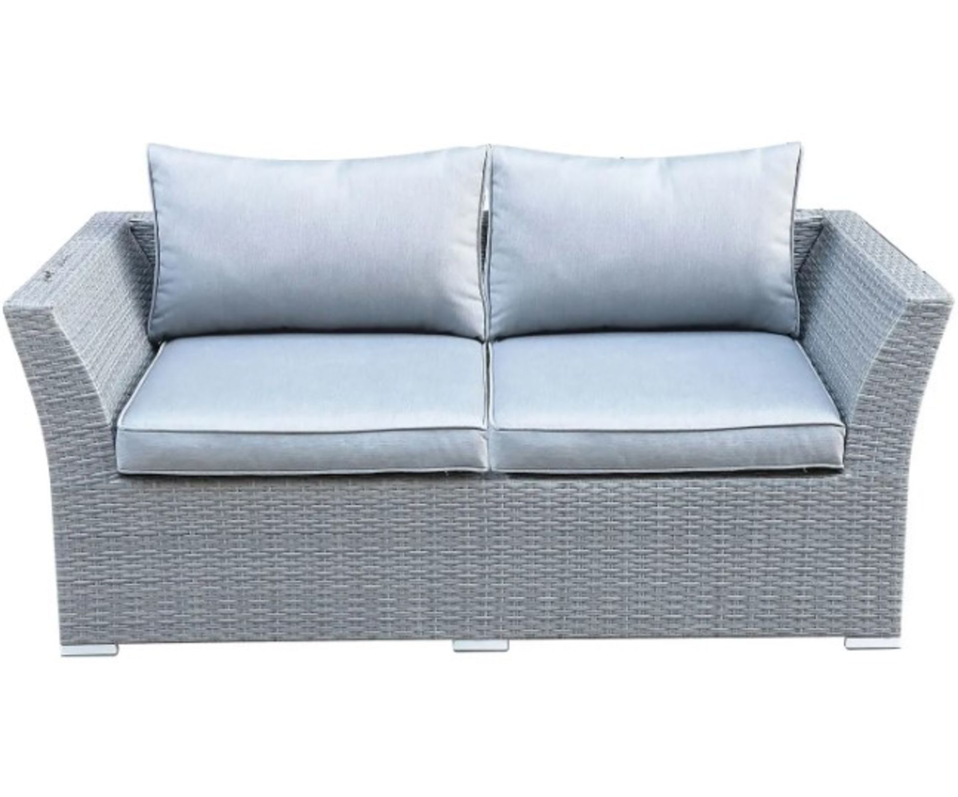 (28/P). Bambrick 2 Seater Grey Rattan Garden Sofa.