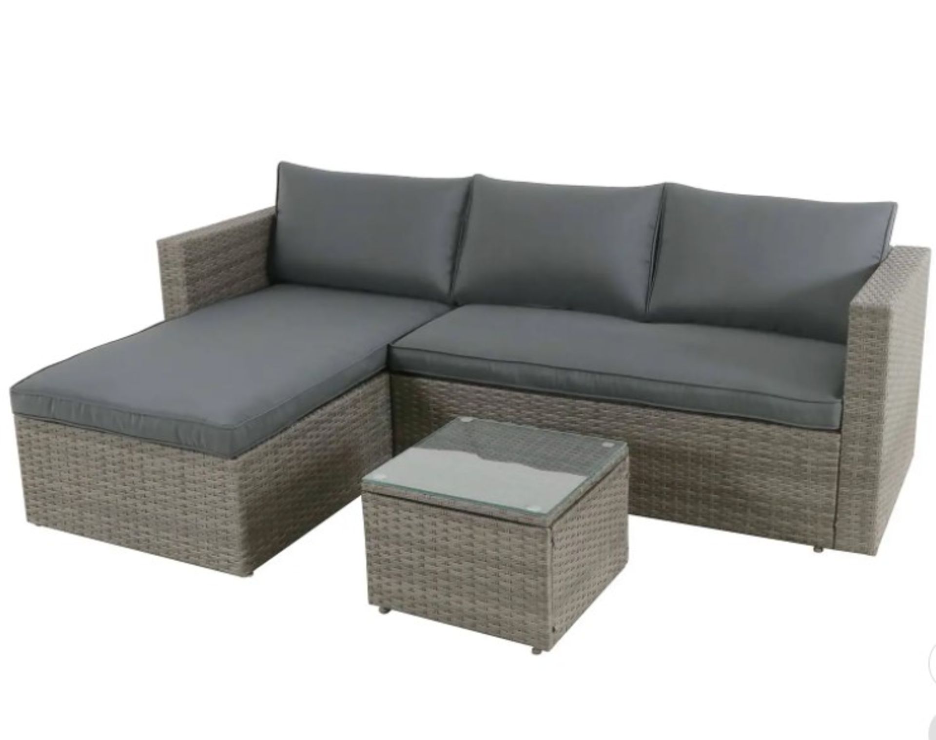 (43/P) RRP £345. Alexandria Grey Rattan Garden Corner Sofa Set. This Garden Furniture Set Can Se... - Image 2 of 4