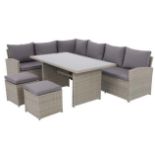 (24/P) RRP £850. Matara Grey Rattan Corner Garden Sofa Set. Ideal For Both Indoor And Outdoor Use...