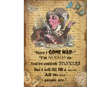 Alice In Wonderland Large Metal Sign ""The Mad Hatter I'm Bonkers""