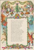 Double Sided Guinness Print 1952 ""Christmas Dinner & Santa" "A Genuine Double Sided Lithographed