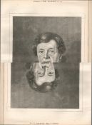 Full Page Woodgrain 1875 Antique Portrait the Liberator Daniel O’Connell