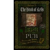 Irish Pub Sign ""The Book of Kells"" Vintage Style Metal Wall Art.