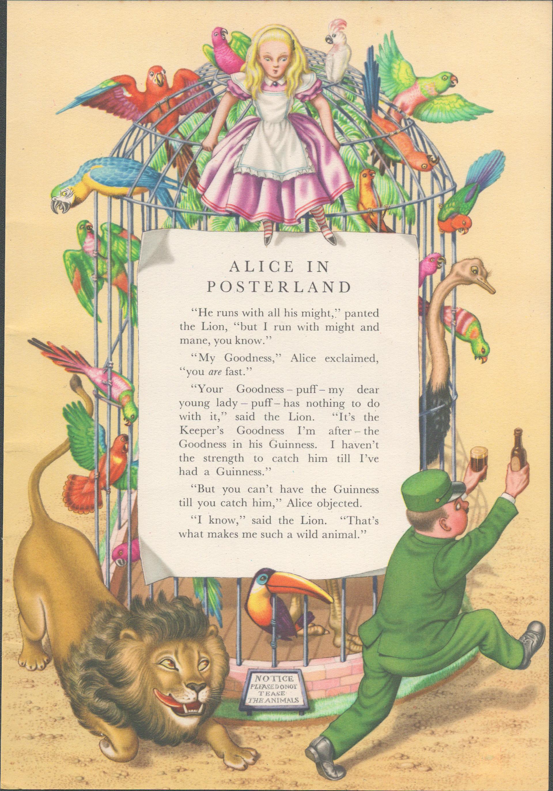 Double Sided Guinness Illustration Page 1952 ""Alice In Posterland""A Genuine Double Sided
