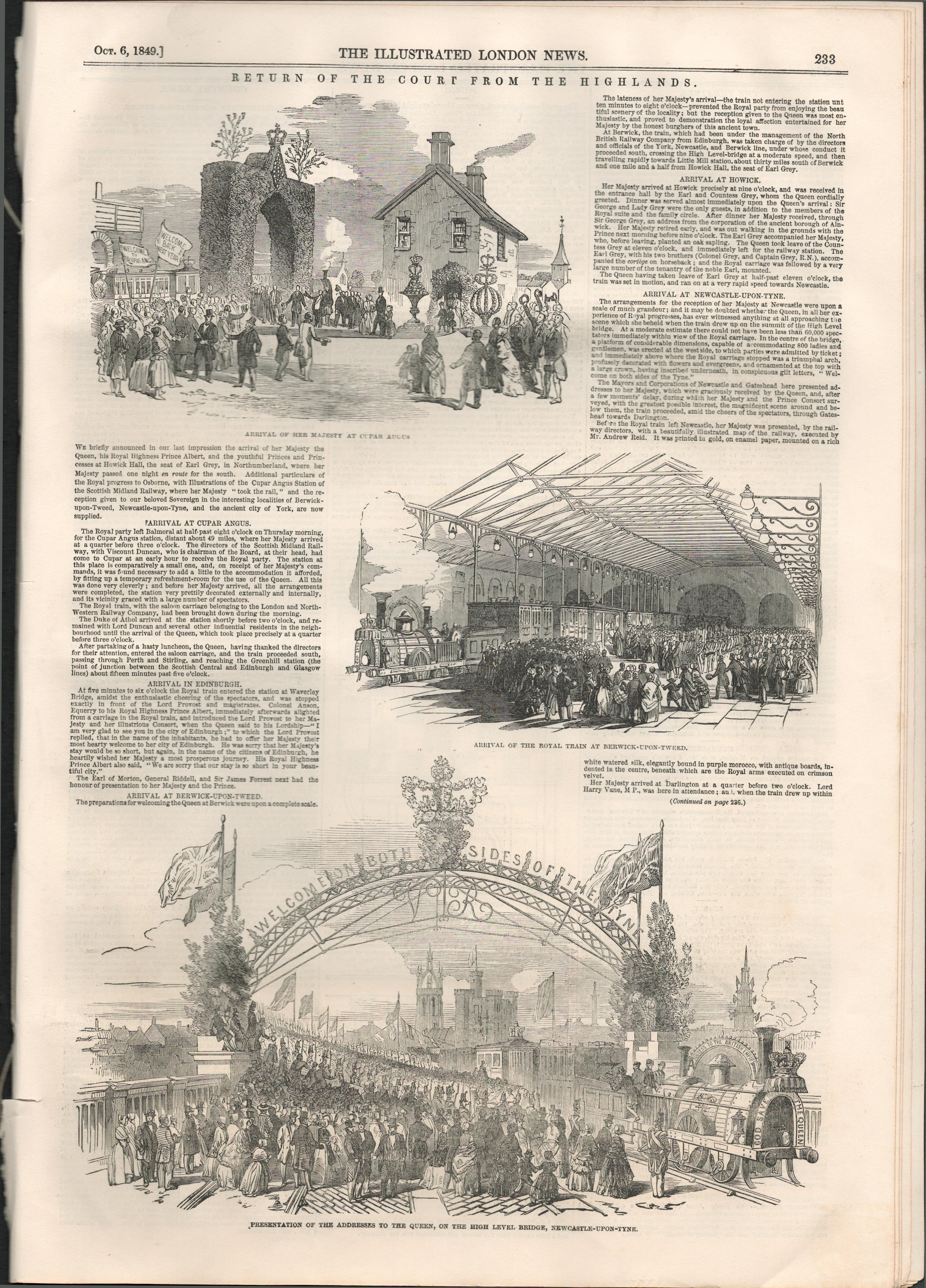 Return Of Queen Victoria The Highland Tour Antique Newspaper 1849. - Image 3 of 4