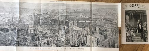 Original Panoramic Wood Engraving of the West End of London 1889