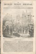 Antique Irish Newspaper 1833 Donnybrook Fair Acts and Stalls.