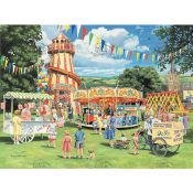 Village Funfair On The Green Metal Sign Designed Nostalgic Views Of Mid-Century Size...