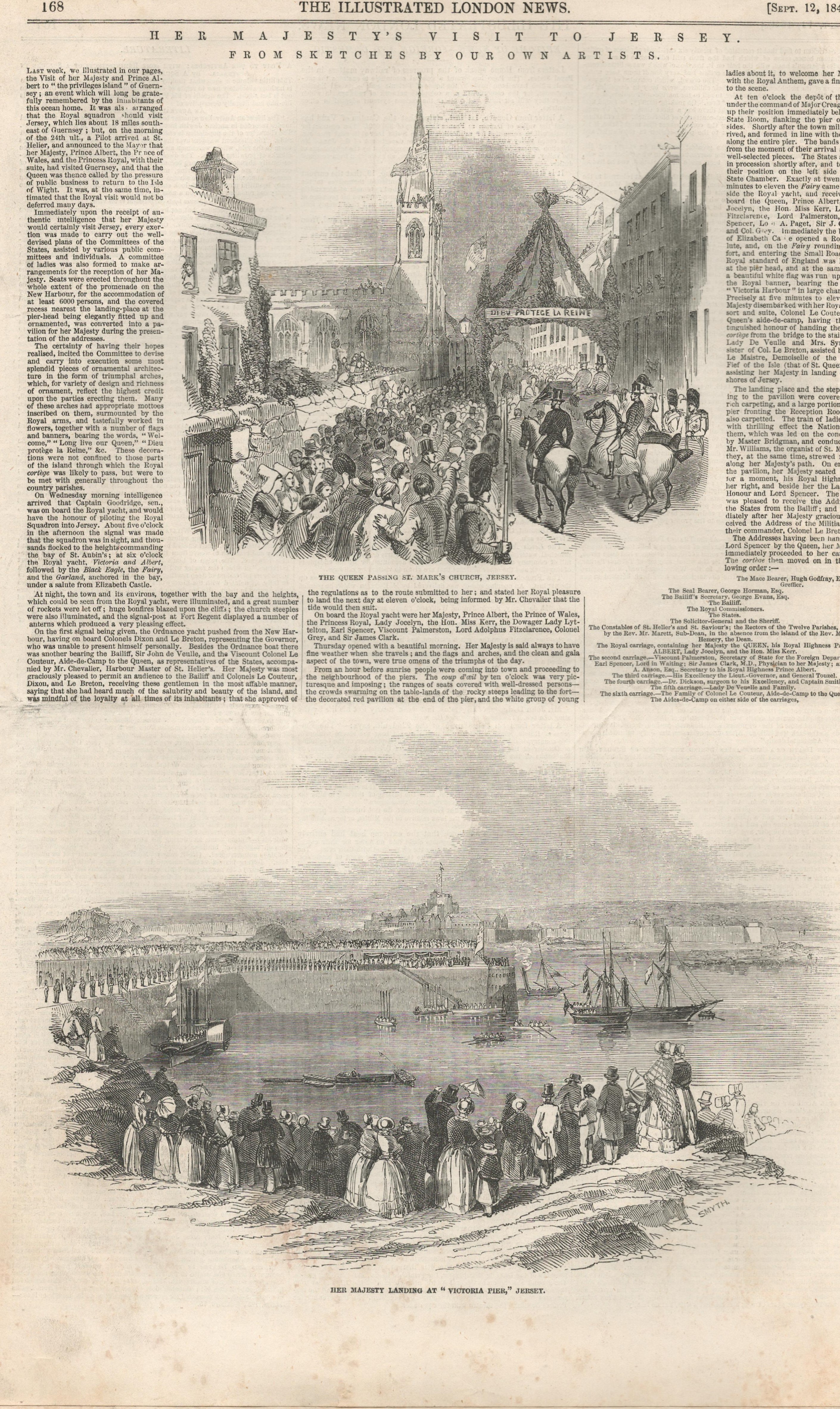 Victorian View Of Jersey 1846 Antique Newspaper