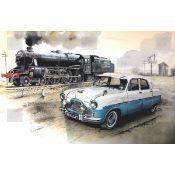 Classic Steam Train ""Black Steiner Five"" Metal Wall Art