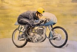 Joe Dunphy Racing on the Greeves Silverstone large Metal Wall Art