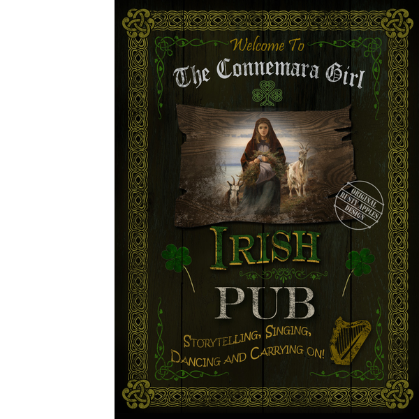 Irish Pub Sign ""The Connemara Girl"" Vintage Style Metal Wall Art.