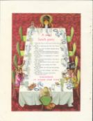 Double Sided 1961 Guinness Print _ A Mad Lunch Party & Menu" "Double Sided 1961 Guinness Advertise..
