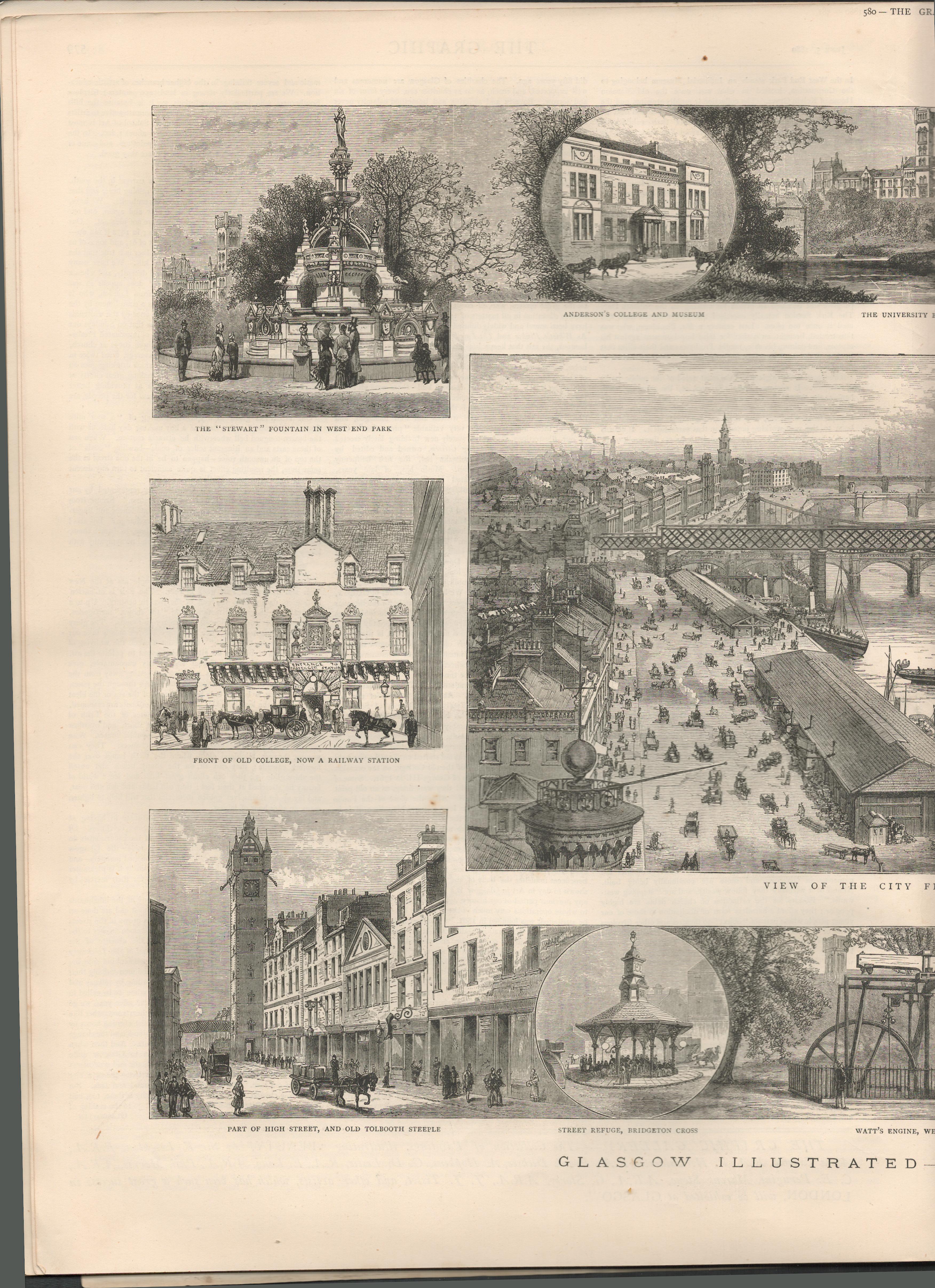 Glasgow City Scotland 1880 Antique Supplement Newspaper. - Image 4 of 8