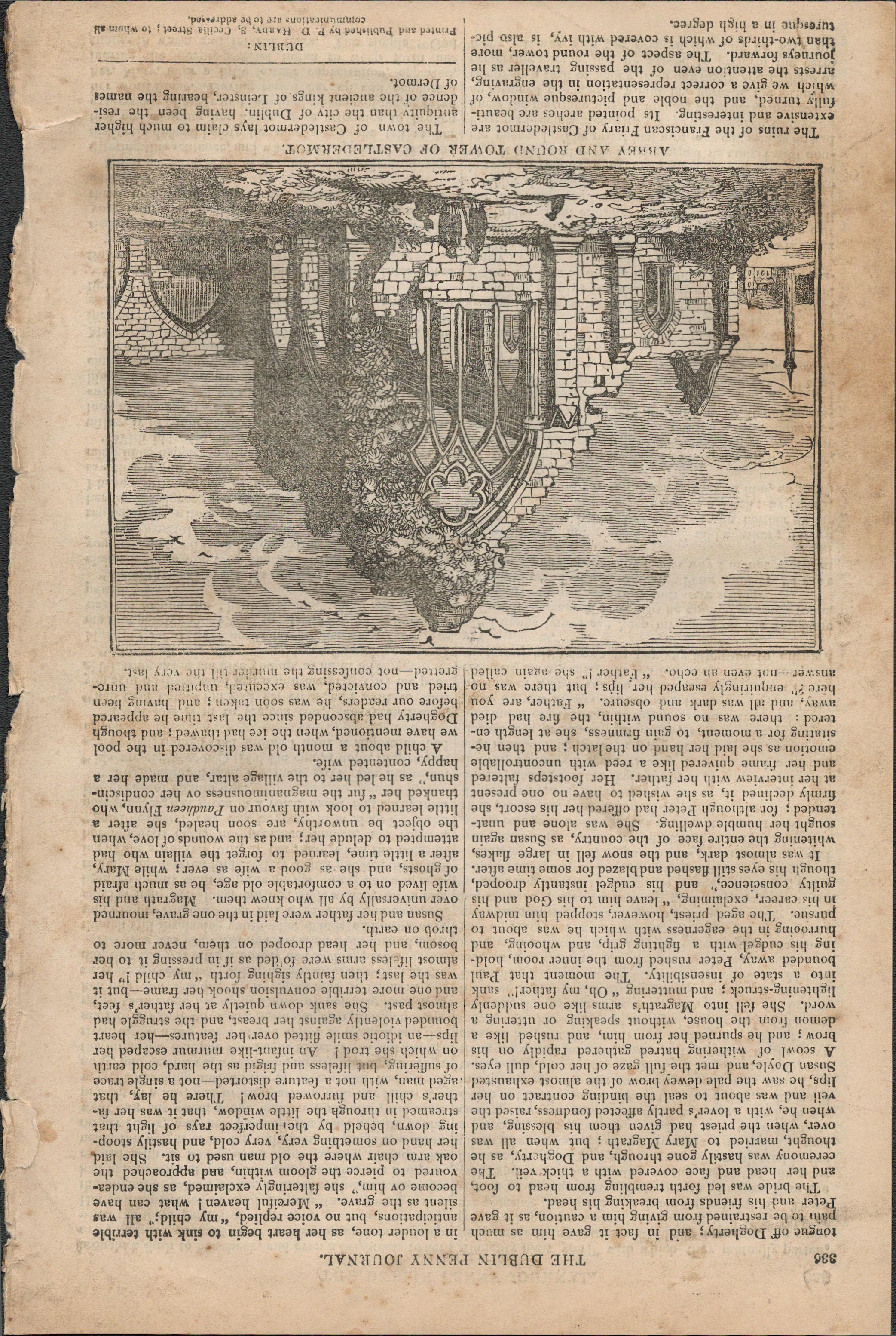 Antique Irish Newspaper 1834 Short Story The Unwedded Mother. - Image 2 of 3